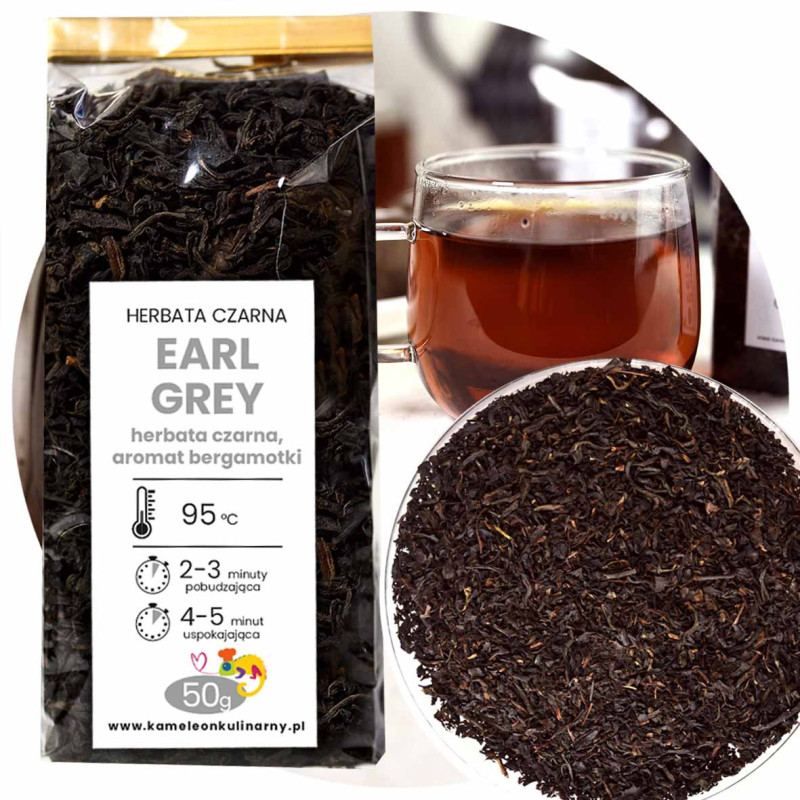 HERBATA CZARNA LIŚCIASTA aromatyzowana EARL GREY zbergamotką bergamotka 50g