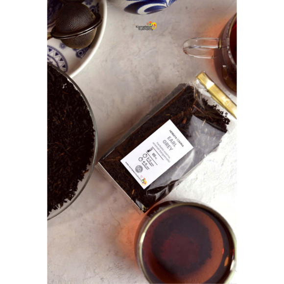HERBATA CZARNA LIŚCIASTA aromatyzowana EARL GREY zbergamotką bergamotka 50g HERBATA CZARNA LIŚCIASTA aromatyzowana EARL GREY zbergamotką bergamotka 50g