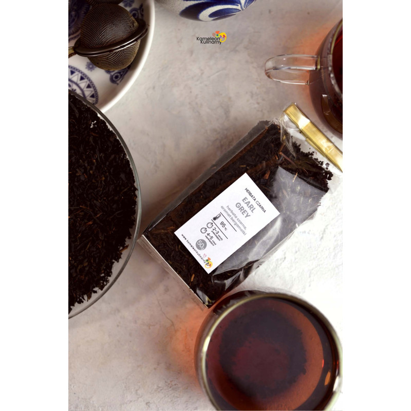 HERBATA CZARNA LIŚCIASTA aromatyzowana EARL GREY zbergamotką bergamotka 50g