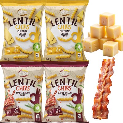OHO LENTIL CHIPS Chipsy z czerwonej soczewicy CHEDDAR +