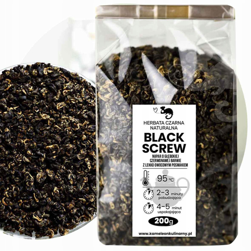HERBATA CZARNA PREMIUM naturalna BLACK SCREW wyjątkowa 200g DUŻE OPAKOWANIE