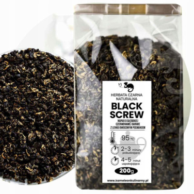 HERBATA CZARNA PREMIUM naturalna BLACK SCREW wyjątkowa 200g DUŻE OPAKOWANIE