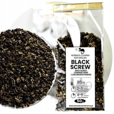 HERBATA CZARNA Premium naturalna BLACK SCREW wyjątkowa bardzo dobra 50g