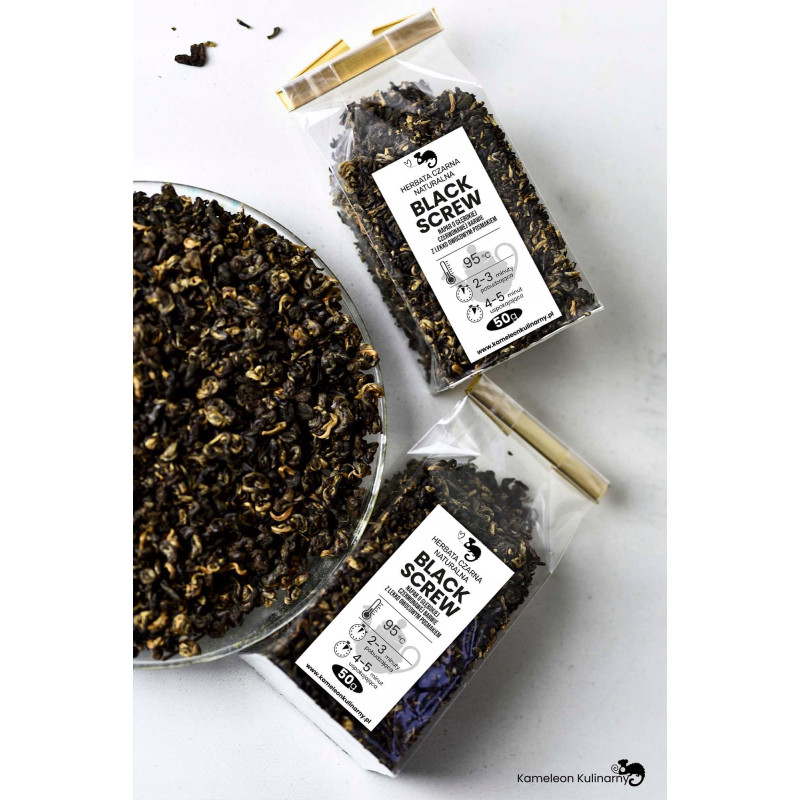 HERBATA CZARNA Premium naturalna BLACK SCREW wyjątkowa bardzo dobra 50g