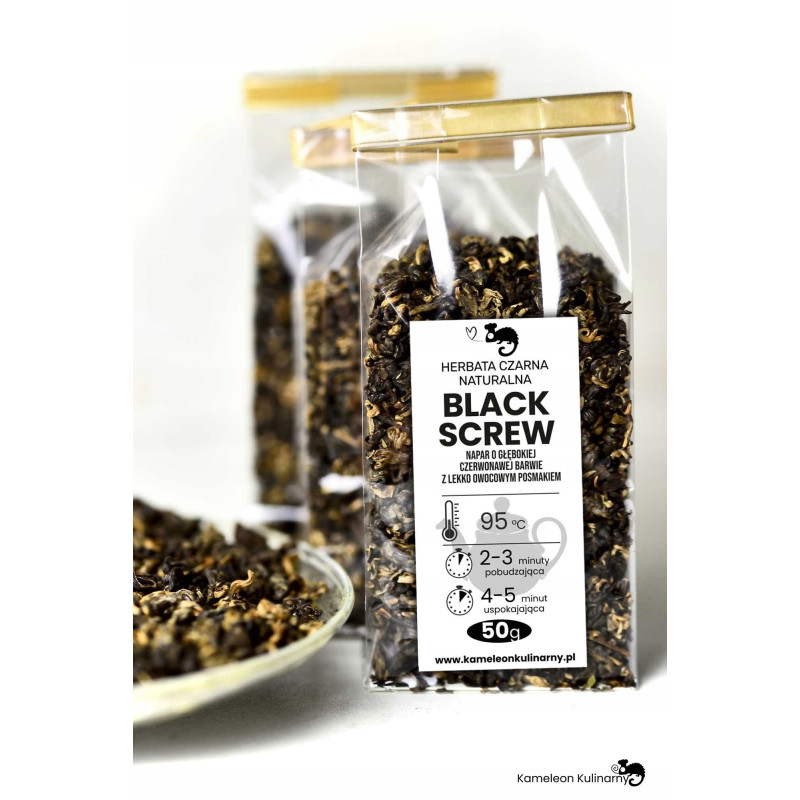 HERBATA CZARNA Premium naturalna BLACK SCREW wyjątkowa bardzo dobra 50g