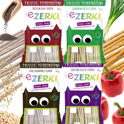 eZerki PALUSZKI pełnozbożowe bez cukru MIX 4 SMAKÓW dla
