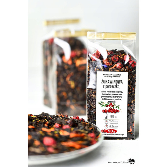 HERBATA czarna ŻURAWINOWA Z PORZECZKĄ 50g HERBATA czarna ŻURAWINOWA Z PORZECZKĄ 50g