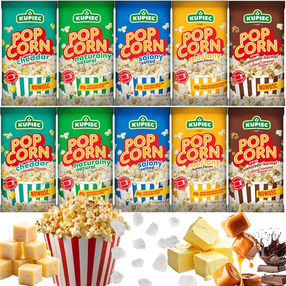 Kupiec POPCORN MIX 5 SMAKÓW x2 do mikrofalówki przekąska