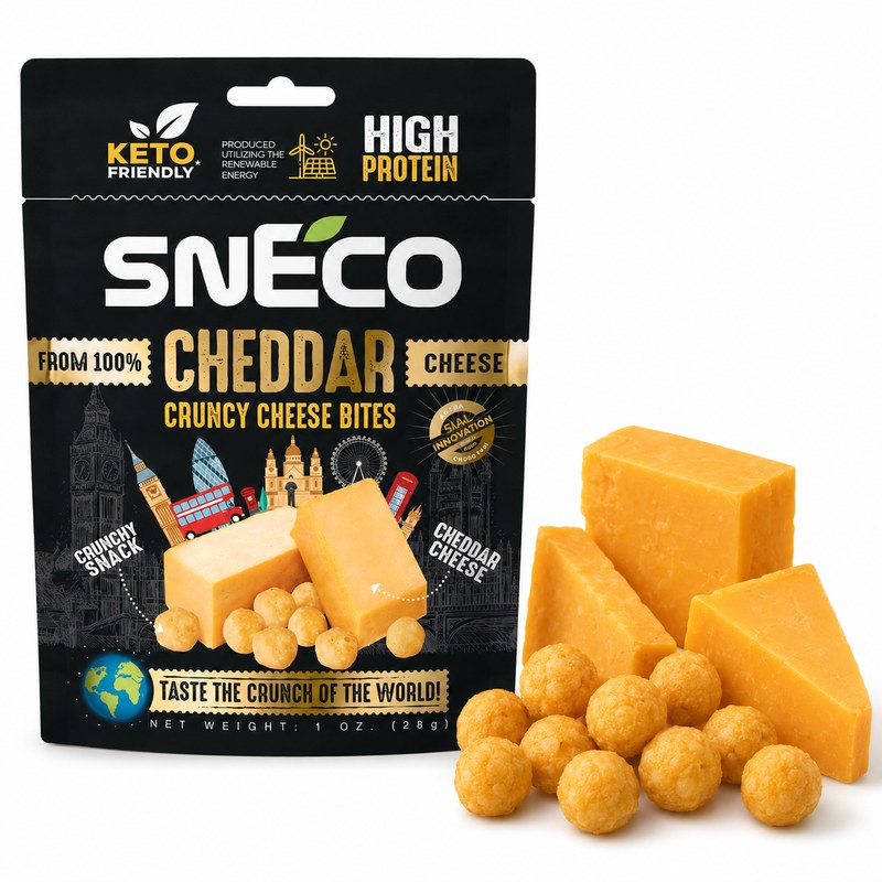 SNECO SER CHEDDAR chrupiąca przekąska WYSOKOBIAŁKOWA 28g