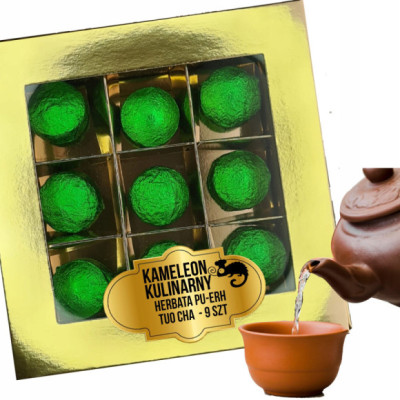 BOMBONIERKA HERBATA czerwona PU-ERH PUERH TUO CHA ZIELONE 9szt PREZENT