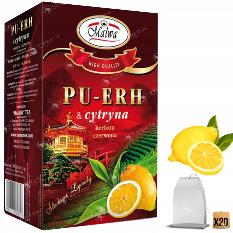 MALWA HERBATA CZERWONA PU-ERH CYTRYNA saszetki x20