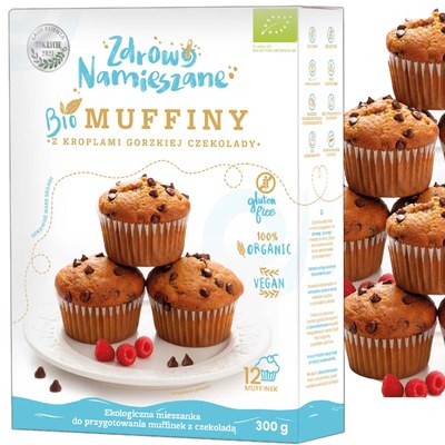 Zdrowo Namieszane BIO MUFFINY Z KROPLAMI GORZKIEJ CZEKOLADY