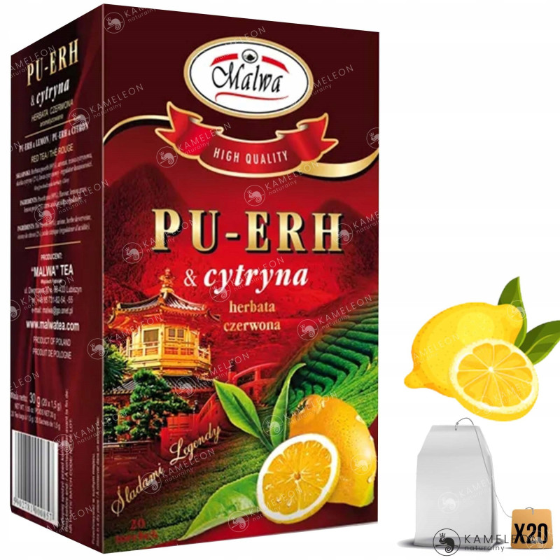 MALWA HERBATA CZERWONA PU-ERH CYTRYNA saszetki x20