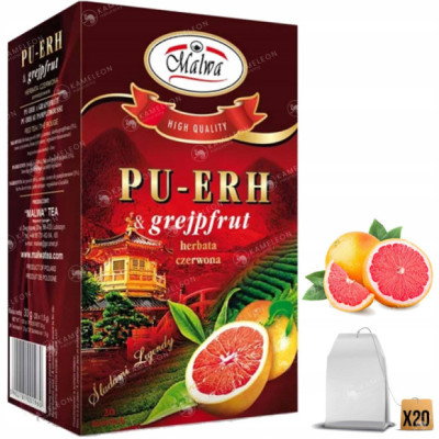 MALWA HERBATA CZERWONA PUerh PU-ERH GRAPEFRUIT grapefruitowa 20saszetek 30G