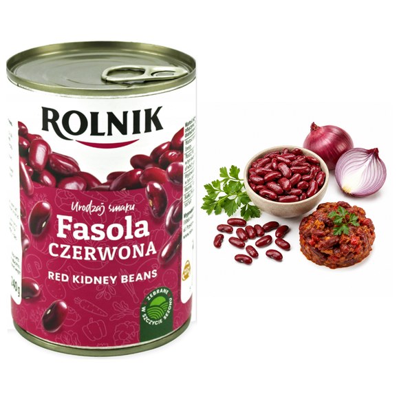 Rolnik FASOLA CZERWONA KONSEROWOWA źródło białka 400G PUSZKA