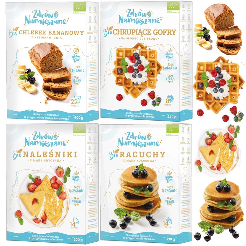 Zdrowo Namieszane BIO bezglutenowy MIX 4 mieszanek do ciast