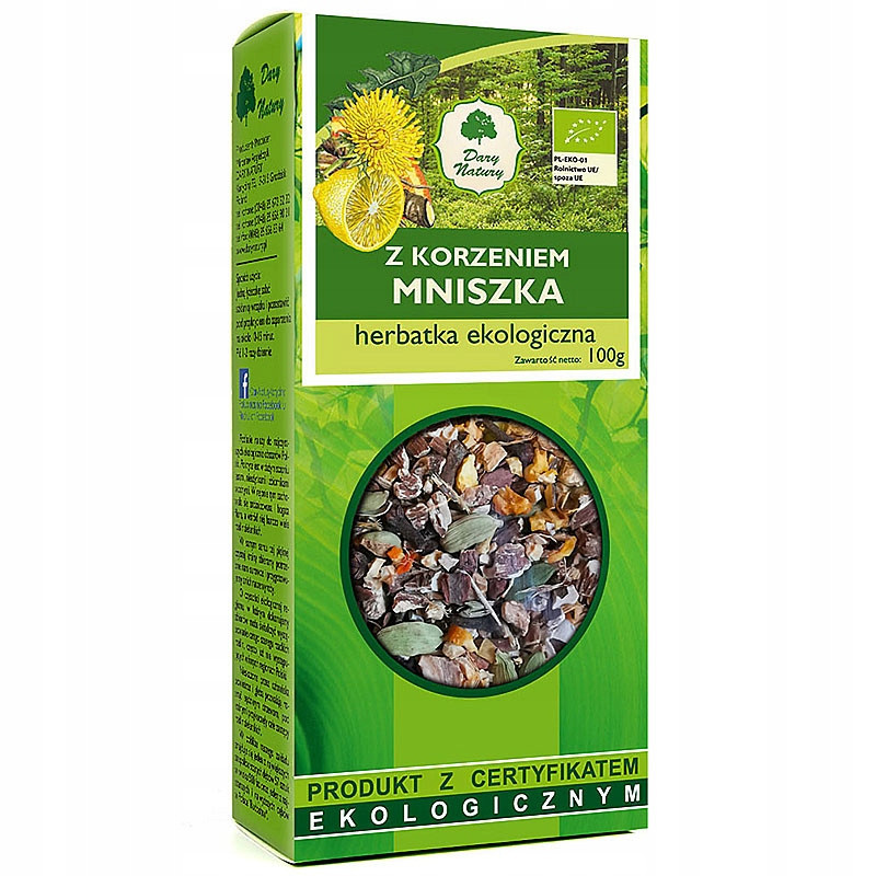 HERBATKA Z KORZENIEM MNISZKA ekologiczna Mniszek Lekarski 100g DARY NATURY