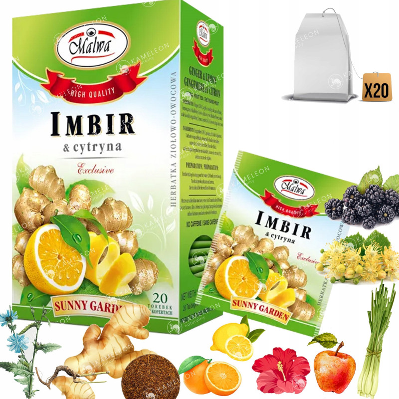 MALWA HERBATA SUNNY GARDEN IMBIR Z CYTRYNĄ x20