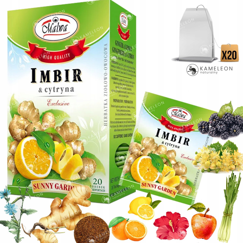 MALWA HERBATA SUNNY GARDEN IMBIR Z CYTRYNĄ x20