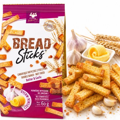 Bread Sticks PRZEKĄSKA Z PIECZYWA O SMAKU MASŁA Z CZOSNKIEM