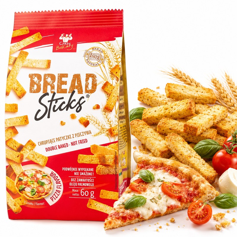 Crazy Bakary BREAD STCKS PRZEKĄSKA Z PIECZYWA O SMAKU PIZZY