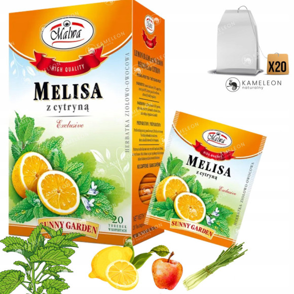 MALWA HERBATA SUNNY GARDEN MELISA Z CYTRYNĄ x20