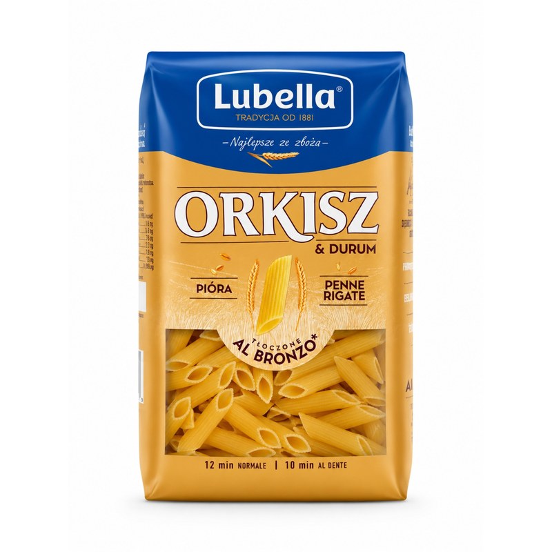 Lubella MAKARON orkiszowy ORKISZ PIÓRA penne 400G