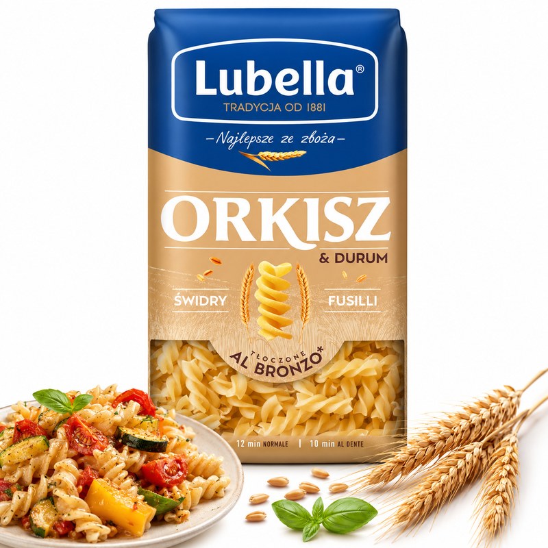 Lubella MAKARON ORKISZ ORKISZOWY ŚWIDRY ŚWIDERKI FUSILLI
