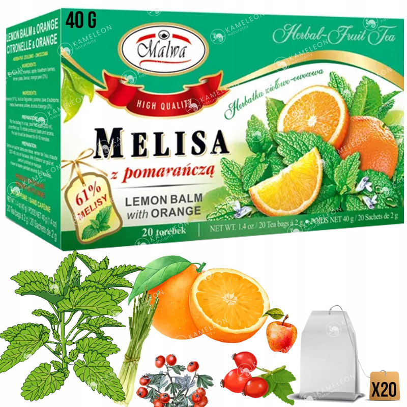 MALWA MELISA MELISSA Z POMARAŃCZĄ saszetki x20 40G