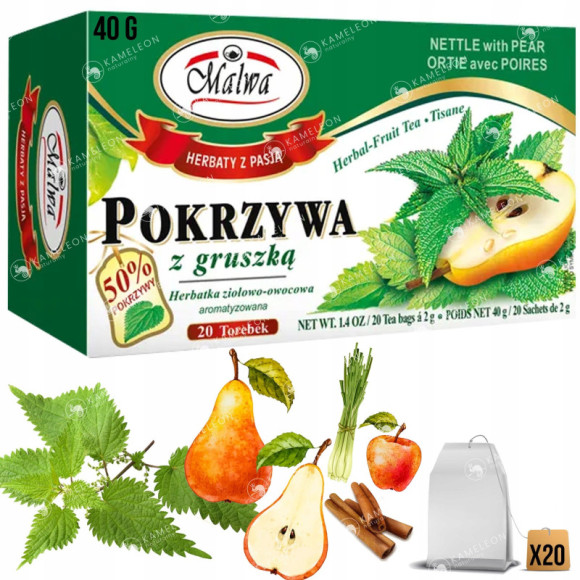 MALWA POKRZYWA Z GRUSZKĄ jabłko cynamon trawa cytr MALWA POKRZYWA Z GRUSZKĄ jabłko cynamon trawa cytr