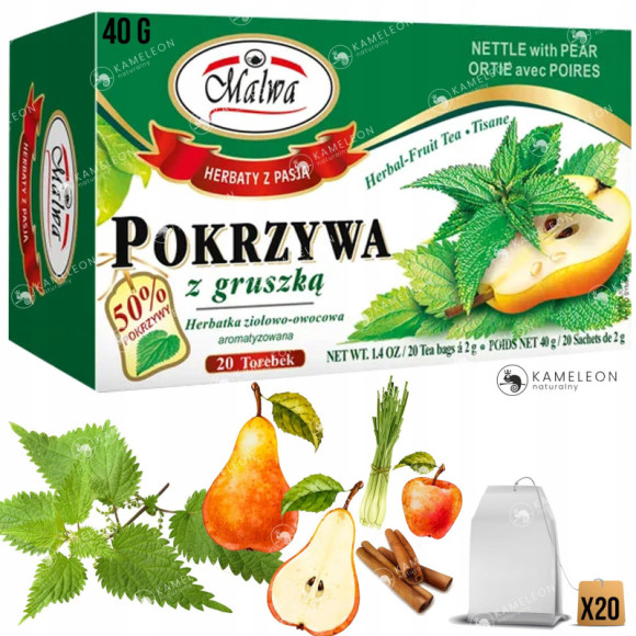MALWA POKRZYWA Z GRUSZKĄ jabłko cynamon trawa cytr MALWA POKRZYWA Z GRUSZKĄ jabłko cynamon trawa cytr