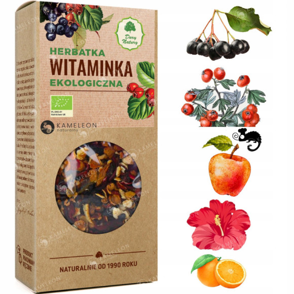 WITAMINKA herbatka eko 100g DARY NATURY Aronia Głóg jabłko Hibiskus Pomarań WITAMINKA herbatka eko 100g DARY NATURY Aronia Głóg jabłko Hibiskus Pomarań