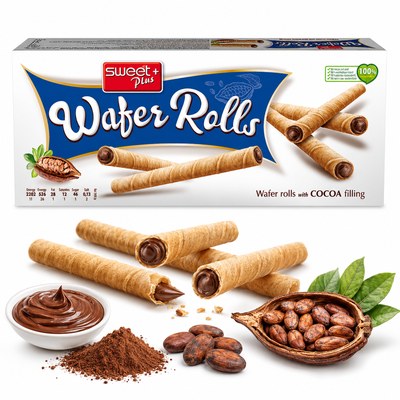 Sweet Plus Wafer Rolls RURKI WAFLOWE z kremem kakaowym 130g