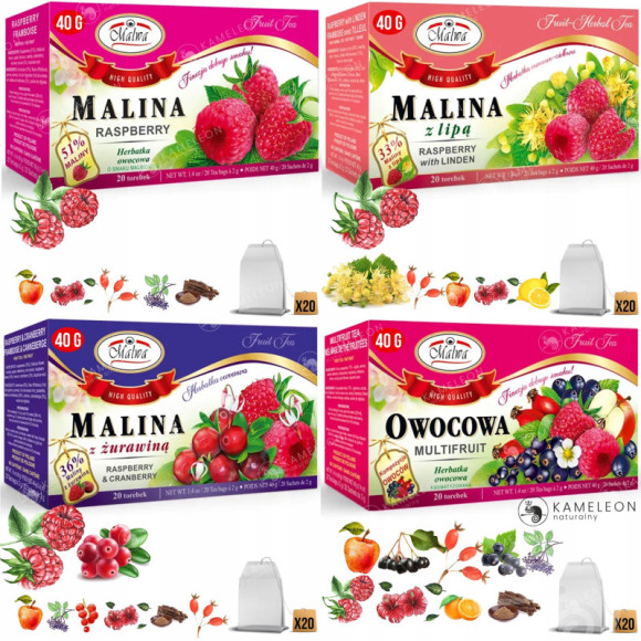 MALWA 19x HERBATA OWOCOWA saszetki MIX SMAKÓW x380 MALWA 19x HERBATA OWOCOWA saszetki MIX SMAKÓW x380