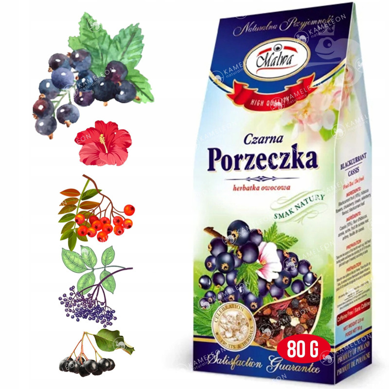 Malwa HERBATA OWOCOWA czarna PORZECZKA SUSZ 80G