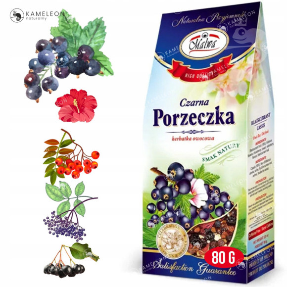 Malwa HERBATA OWOCOWA czarna PORZECZKA SUSZ 80G Malwa HERBATA OWOCOWA czarna PORZECZKA SUSZ 80G