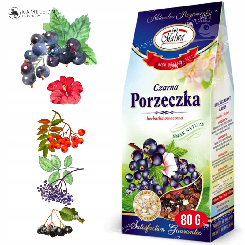 Malwa HERBATA OWOCOWA czarna PORZECZKA SUSZ 80G