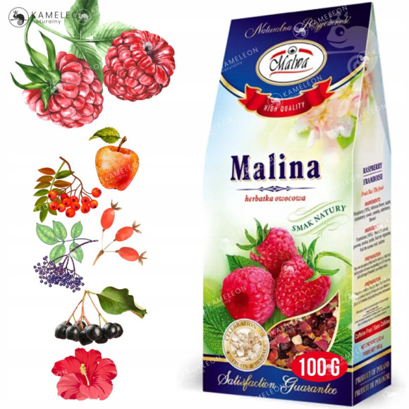 Malwa HERBATA OWOCOWA MALINOWA MALINA SUSZ 100G Malwa HERBATA OWOCOWA MALINOWA MALINA SUSZ 100G