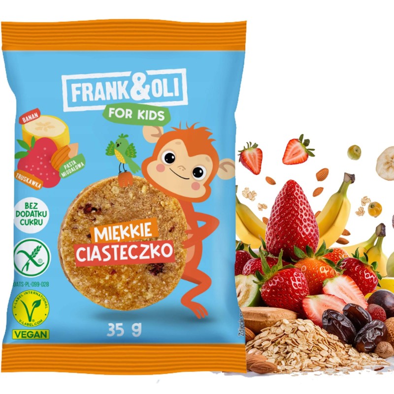 Frank&Oli FOR KIDS CIASTKO BANAN TRUSKAWKA bez glutenu 35G