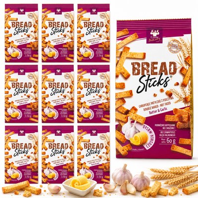 Bread Sticks PRZEKĄSKA Z PIECZYWA O SMAKU MASŁA Z CZOSNKIEM