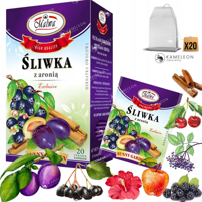 MALWA HERBATA SUNNY GARDEN ŚLIWKA + ARONIA x20 40G