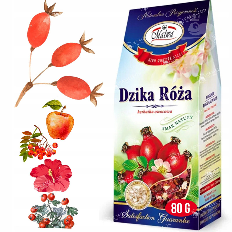 Malwa Herbatka HERBATA OWOCOWA DZIKA RÓŻA SUSZ 80G