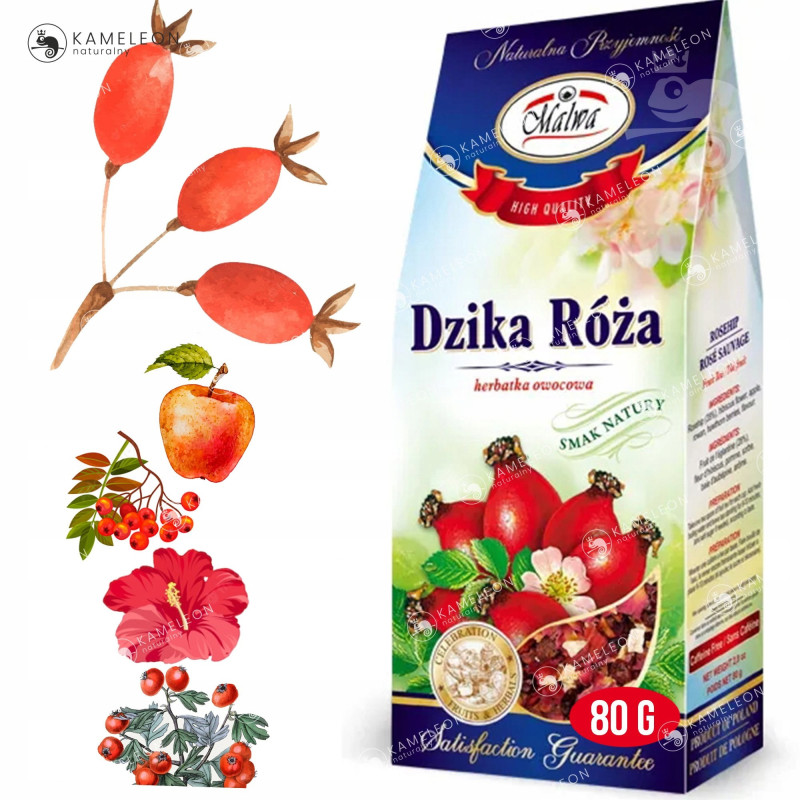 Malwa Herbatka HERBATA OWOCOWA DZIKA RÓŻA SUSZ 80G