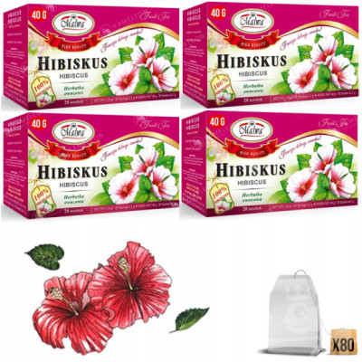 Malwa HERBATKA HERBATA OWOCOWA HIBISKUS HIBISCUS 4opak x20 80 SASZETEK 160G