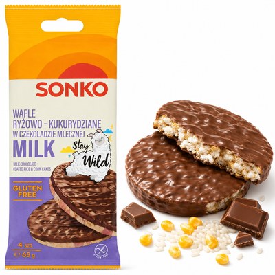 Sonko WAFLE RYŻOWO-KUKURYDZIANE W CZEKOLADZIE MLECZNEJ KIDS