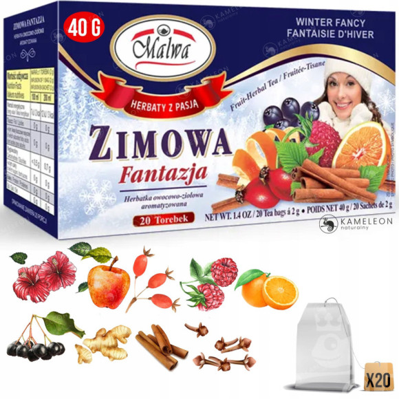 Malwa Herbatka HERBATA OWOCOWA ZIMOWA FANTAZJA Malwa Herbatka HERBATA OWOCOWA ZIMOWA FANTAZJA