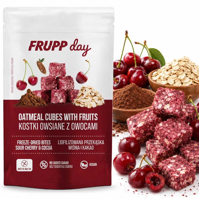 Celiko FRUPP DAYLIOFILIZOWANE KOSTKI OWSIANE WIŚNIA Z KAKAO