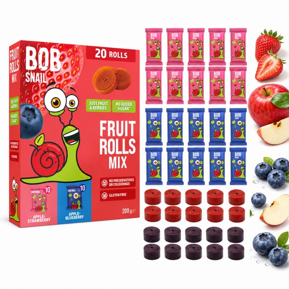 Bob Snail ROLLSY OWOCOWE mix smaków TRUSKAWKA BORÓWKA 20szt