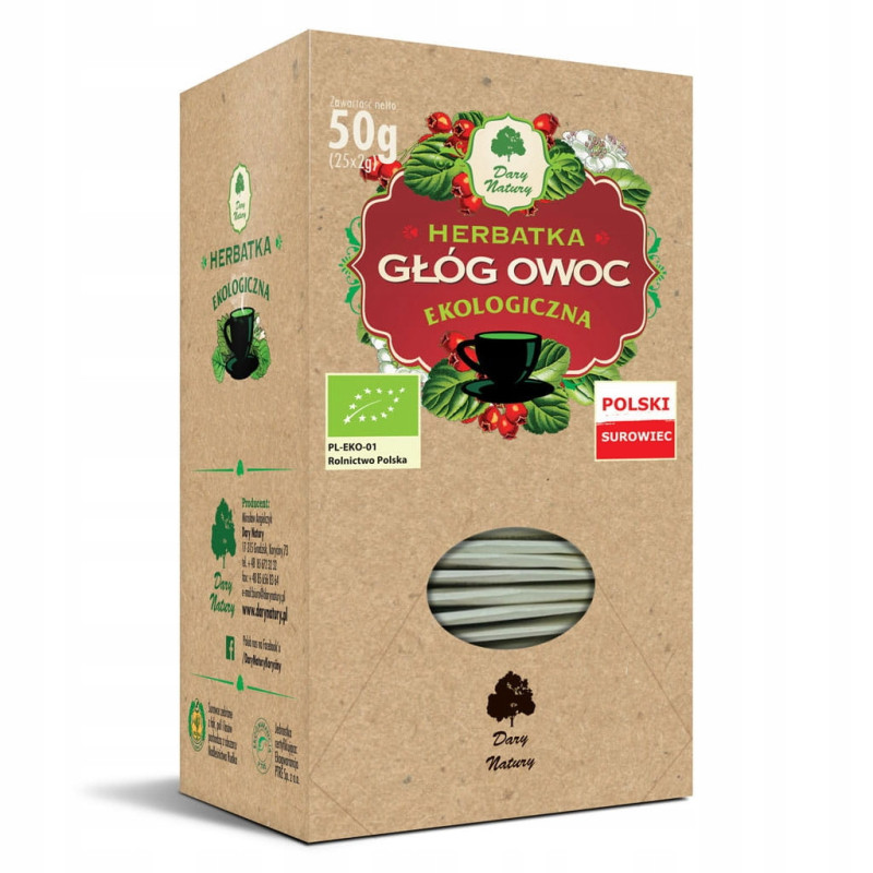 OWOC GŁOGU Herbatka EKO 50g saszetki GŁÓG DARY NATURY wsparcie ZDROWE SERCE