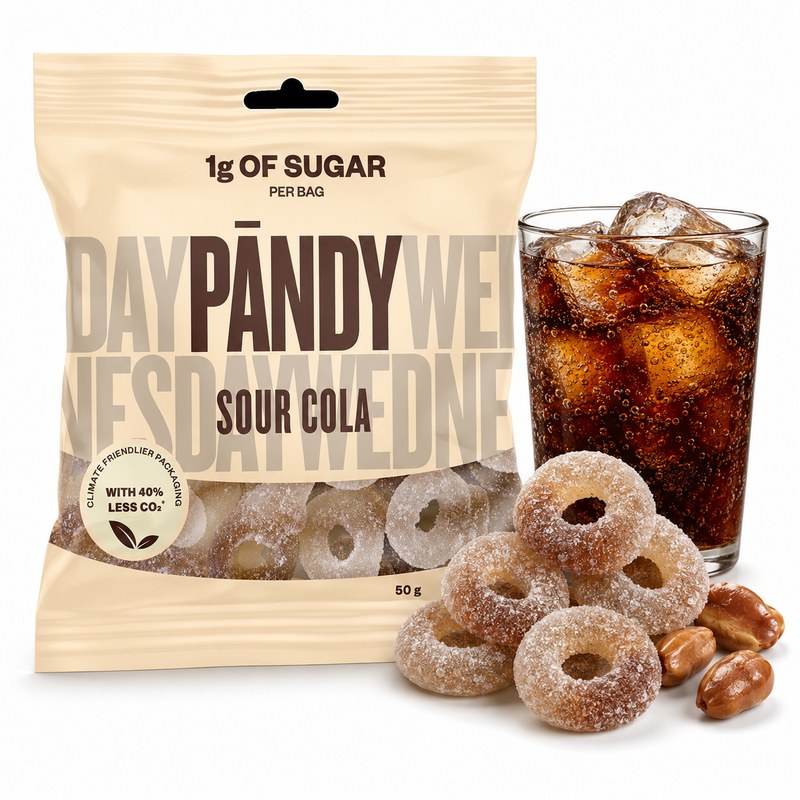 PANDY SOUR COLA ŻELKI BŁONNIKOWE BEZ DODATKU CUKRU O SMAKU